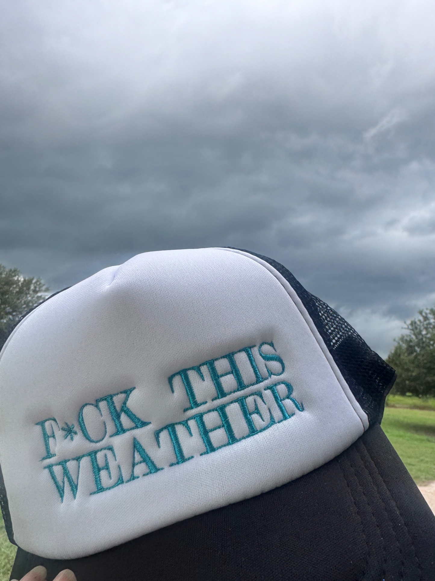 F This weather, Embroidered foam front snap back hat